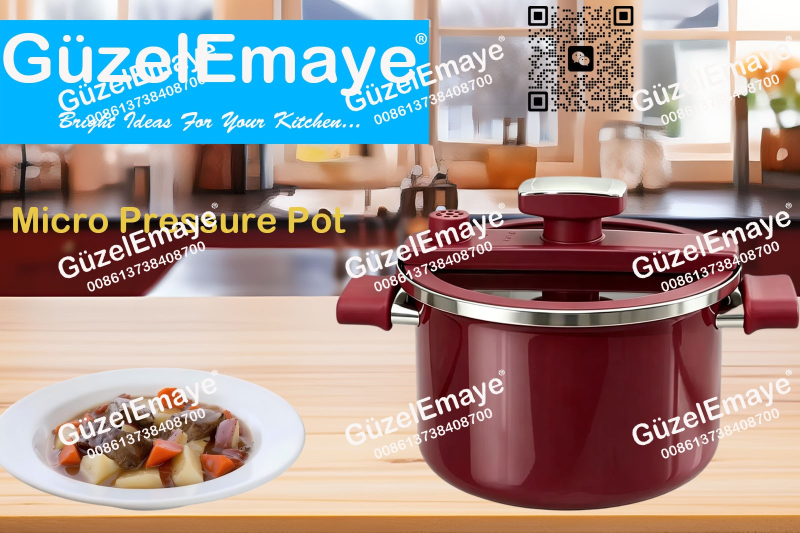 GüzelEmaye Household High Grade Straight Shape 27cm/6.2L Enamel Micro Pressure Cooking Pot Multiple Colors For Wholesale