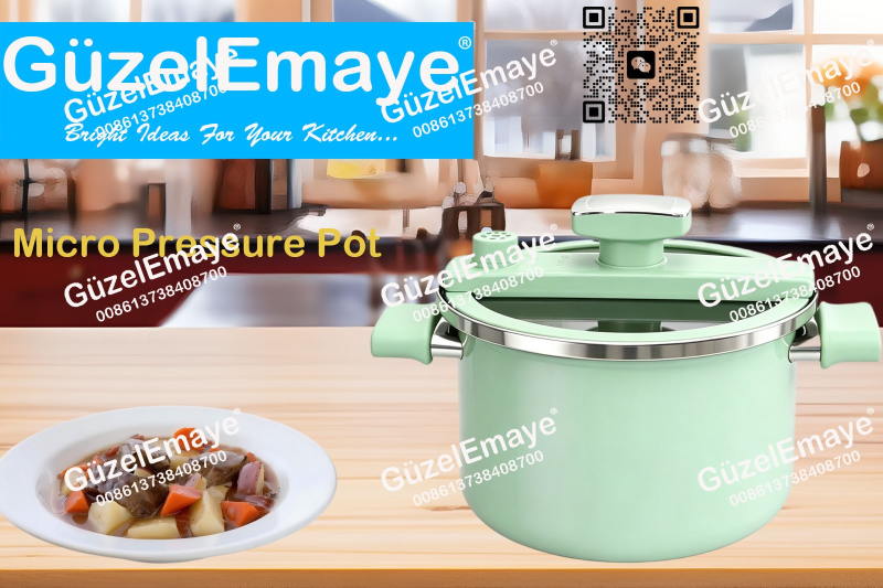 GüzelEmaye Household High Grade Straight Shape 27cm/6.2L Enamel Micro Pressure Cooking Pot Multiple Colors For Wholesale