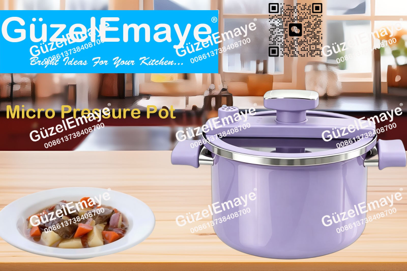 GüzelEmaye Household High Grade Straight Shape 27cm/6.2L Enamel Micro Pressure Cooking Pot Multiple Colors For Wholesale