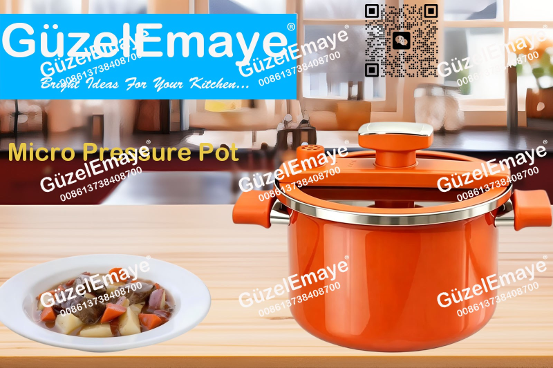 GüzelEmaye Household High Grade Straight Shape 27cm/6.2L Enamel Micro Pressure Cooking Pot Multiple Colors For Wholesale
