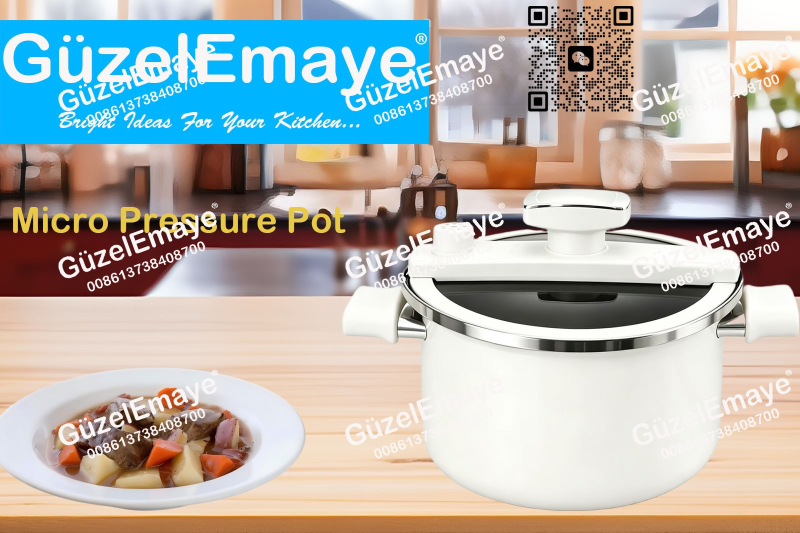 GüzelEmaye Household High Grade Straight Shape 27cm/6.2L Enamel Micro Pressure Cooking Pot Multiple Colors For Wholesale
